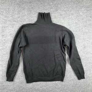 Scott James Sweater Mens Medium Black Turtleneck Knit Pullover Ribbed